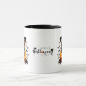 Zwarte kitten in een Halloween pompoen Mok (Midden)