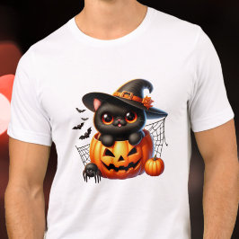 Zwarte kitten in een Halloween pompoen Tri-Blend Shirt