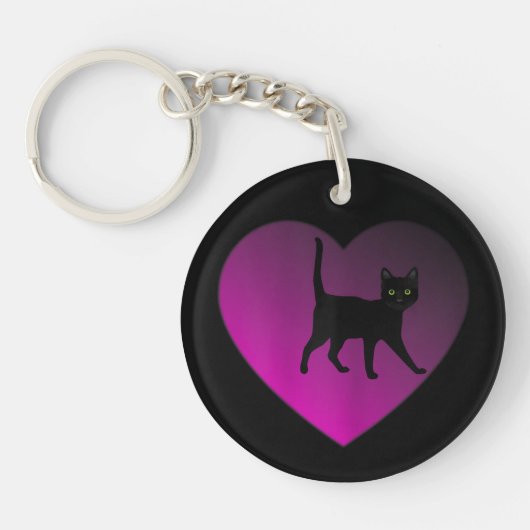 Zwarte kitten in je hart, zwarte kat sleutelhanger (Voorkant)