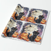 Zwarte Kitten Kat Halloween Inpakpapier (Uitgerold)