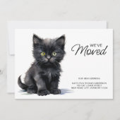 Zwarte kitten kat verhuizen Nieuwe woning We zijn  Aankondiging (Voorkant)