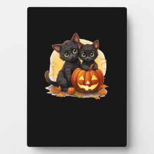 Zwarte Kitten Katten Pompoen Halloween Jack O Lant Fotoplaat