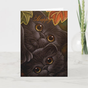 ZWARTE KITTEN KATTEN - THANKSGIVING Kaart