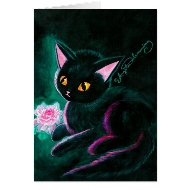 Zwarte Kitten Kunstkaarten (Voorkant)