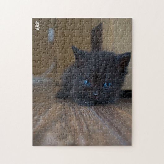 Zwarte Kitten Legpuzzel (Verticaal)