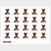 Zwarte Kitten Met Oogstpompoen Vierkante Sticker (Vel)