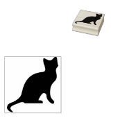 Zwarte kitten silhouet rubberstempel (Gestempeld)