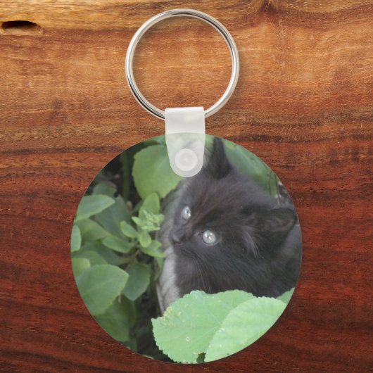 Zwarte kitten sleutelhanger (Voorkant)