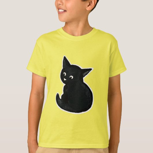 Zwarte kitten t-shirt (Voorkant)