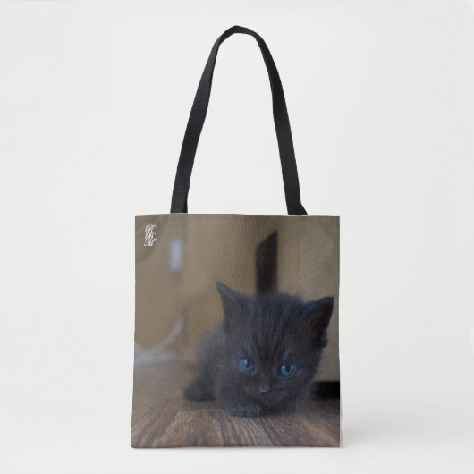 Zwarte Kitten Tote Bag (Voorkant)