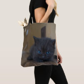 Zwarte Kitten Tote Bag (Dichtbij)