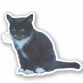 Zwarte kitten Tuxedo zittend mauwen Sticker (Voorkant)