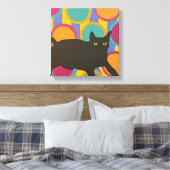 Zwarte Kitten Uitgerekt Canvas (Insitu (Slaapkamer))
