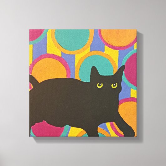 Zwarte Kitten Uitgerekt Canvas (Voorkant)