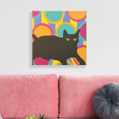 Zwarte Kitten Uitgerekt Canvas Afdruk (Insitu (Woonkamer))