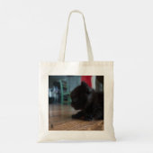 Zwarte Kitten Van Dichtbij Tote Bag (Achterkant)