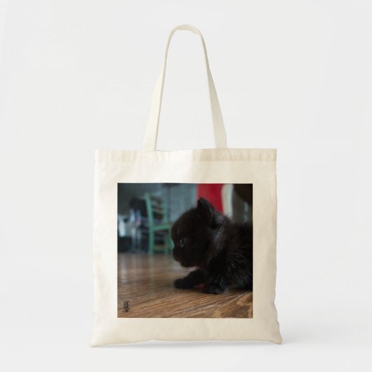 Zwarte Kitten Van Dichtbij Tote Bag (Voorkant)