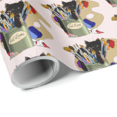 Zwarte Kitten Verfkwast Pot Kunstenaar Kat Roze Cadeaupapier (Rol Hoek)