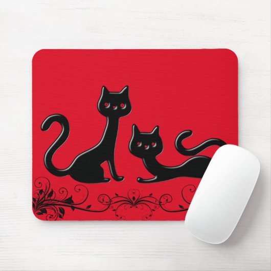 Zwarte Kittens Cartoon III Muismat (Met muis)