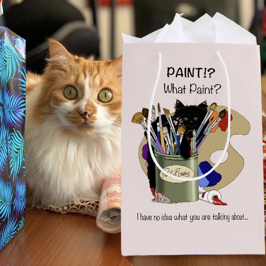 Zwarte Kittens Verfkwast Pot Kunstenaar Kat Roze Medium Cadeauzakje
