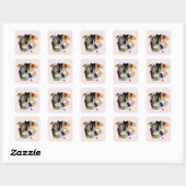 Zwarte Kittens Verfkwast Pot Kunstenaar Kat Roze Vierkante Sticker (Vel)