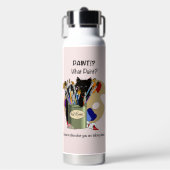 Zwarte Kittens Verfkwast Pot Kunstenaar Kat Roze Waterfles (Voorkant)