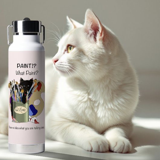 Zwarte Kittens Verfkwast Pot Kunstenaar Kat Roze Waterfles