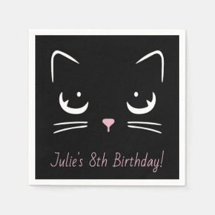 Zwarte Kitty Cat Gezicht Papier Servet