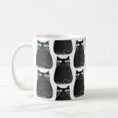 Zwarte Kitty Groene Ogen Custom Koffiemok (Links)
