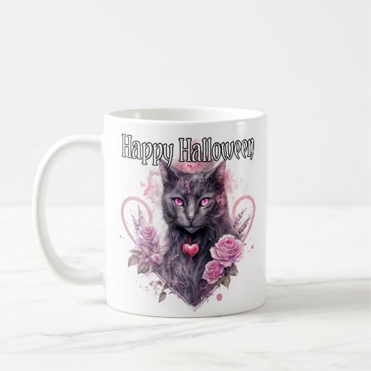 Zwarte Kitty Kat | Gelukkig Halloween Koffiemok (Links)
