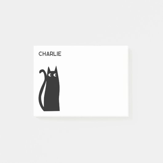 Zwarte Kitty Kat Gepersonaliseerd Post-it® Notes (Voorkant)
