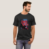 Zwarte Kitty Kat in de Stad Met een Hart T-shirt (Voorkant volledig)