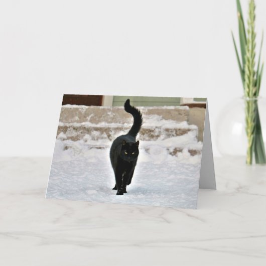 Zwarte Kitty Kat Kattige Aanpasbare Kaart (Voorkant)