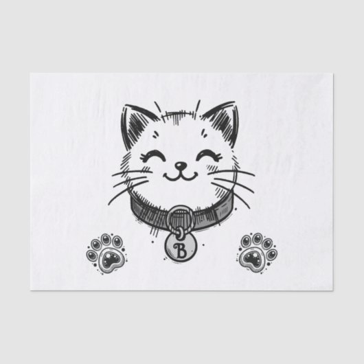 Zwarte Kitty Kat Kittens Verjaardagsfeestje Tissuepapier (Voorkant)