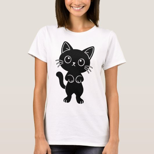 Zwarte kitty t-shirt (Voorkant)