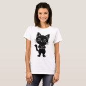 Zwarte kitty t-shirt (Voorkant volledig)
