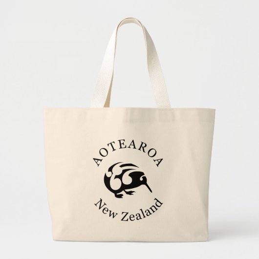 Zwarte KIWI met Koru Grote Tote Bag (Voorkant)