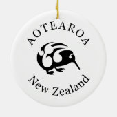 Zwarte KIWI met Koru Keramisch Ornament (Achterkant)