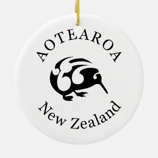 Zwarte KIWI met Koru Keramisch Ornament (Achterkant)