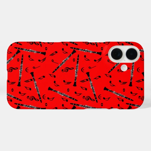 Zwarte klarinetten Muzieknoten Case-Mate iPhone Case (Achterkant (horizontaal))