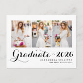 Zwarte klas van 2026 foto collage afstuderen aankondigingskaart (Voorkant)