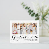 Zwarte klas van 2026 foto collage afstuderen aankondigingskaart (Staand voorkant)