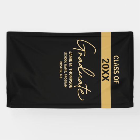 Zwarte klasse Afstuderen afstuderen Spandoek (Horizontaal)