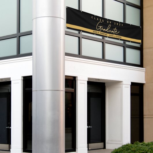 Zwarte Klasse van 2024 Afstuderen afstuderen Banne Spandoek (Buitenkant Gebouw)