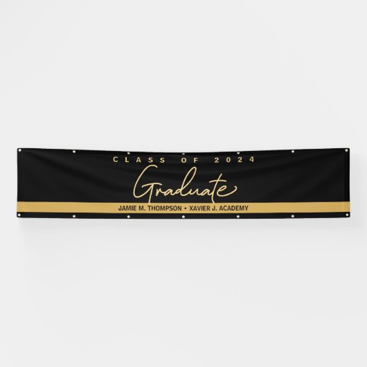 Zwarte Klasse van 2024 Afstuderen afstuderen Banne Spandoek (Horizontaal)