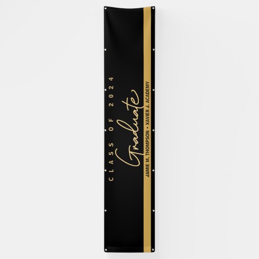Zwarte Klasse van 2024 Afstuderen afstuderen Banne Spandoek (Verticaal)