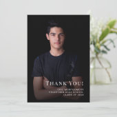 Zwarte Klasse van 2024 Afstuderen Dank u Foto Bedankkaart (Staand voorkant)