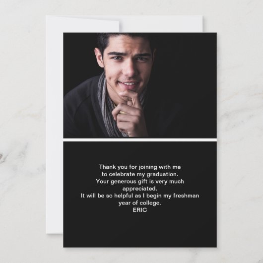 Zwarte Klasse van 2024 Afstuderen Dank u Foto Bedankkaart (Achterkant)