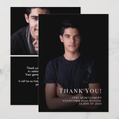 Zwarte Klasse van 2024 Afstuderen Dank u Foto Bedankkaart (Voorkant / Achterkant)