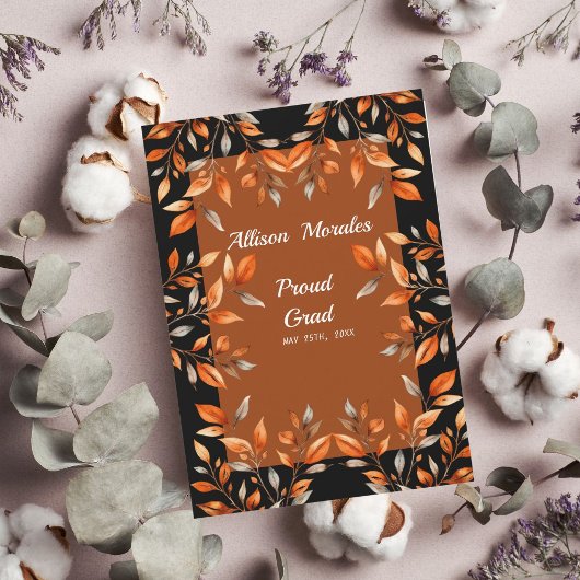 Zwarte Klasse van 2024 Afstuderen terracotta blade Kaart